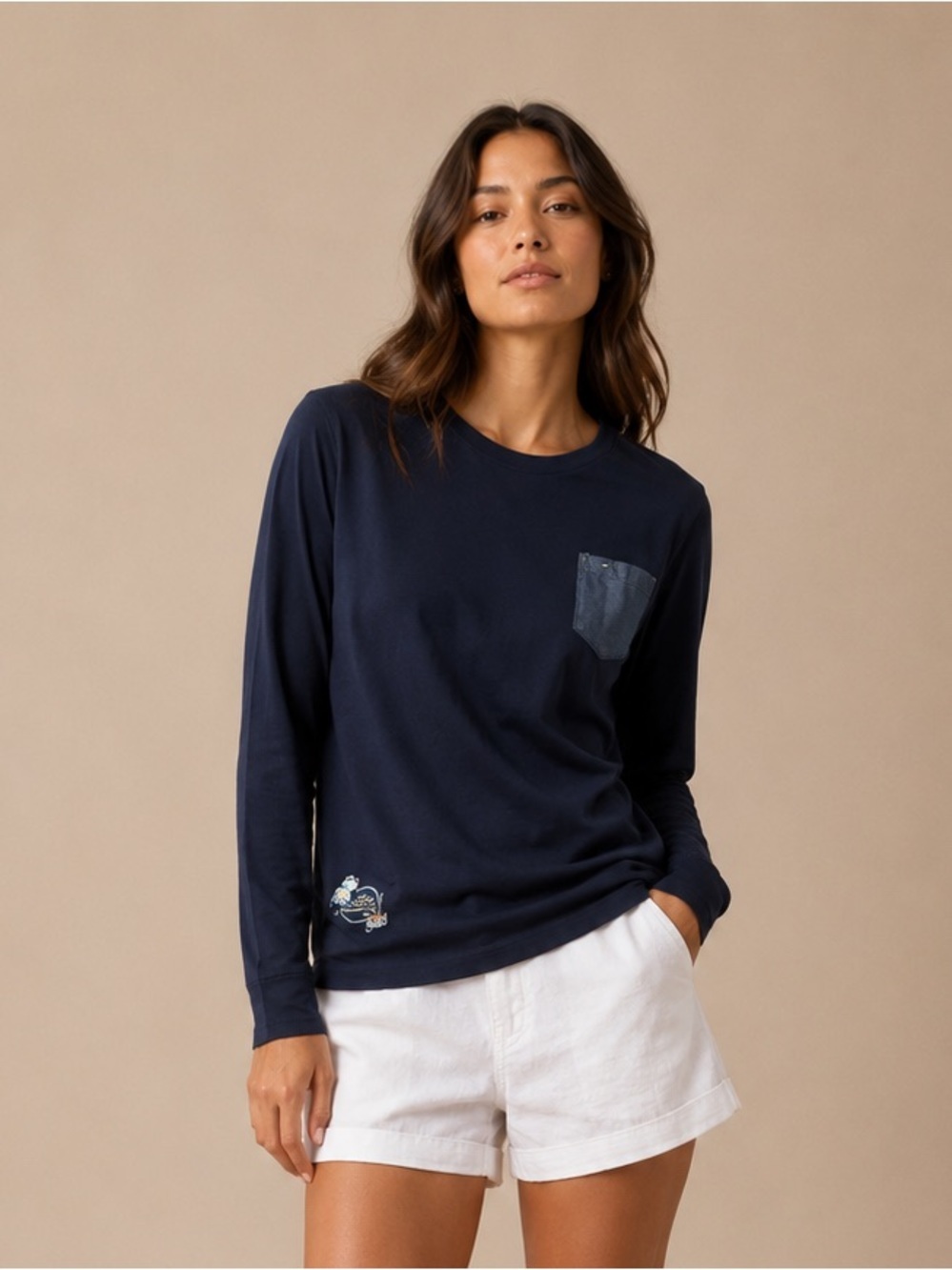 Koi Limited Edition Navy Long Sleeve Top Women’s Casual Stretch Tee Large